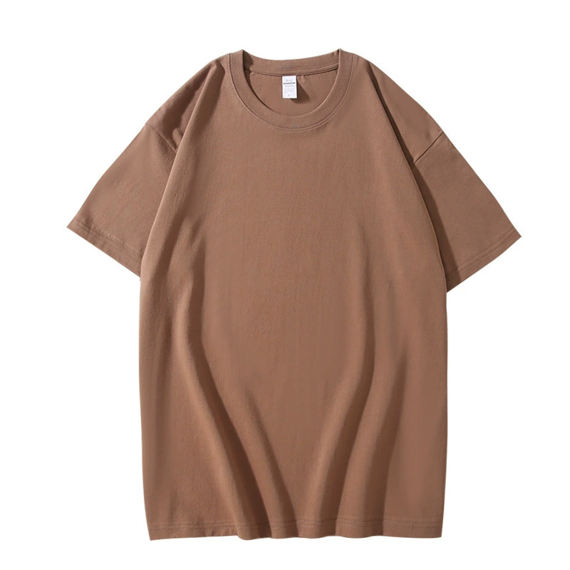 Yssashop Summer 220g Heavyweight Solid Color T-shirt Loose Top Thick Combed Cotton Short Sleeve T-shirt