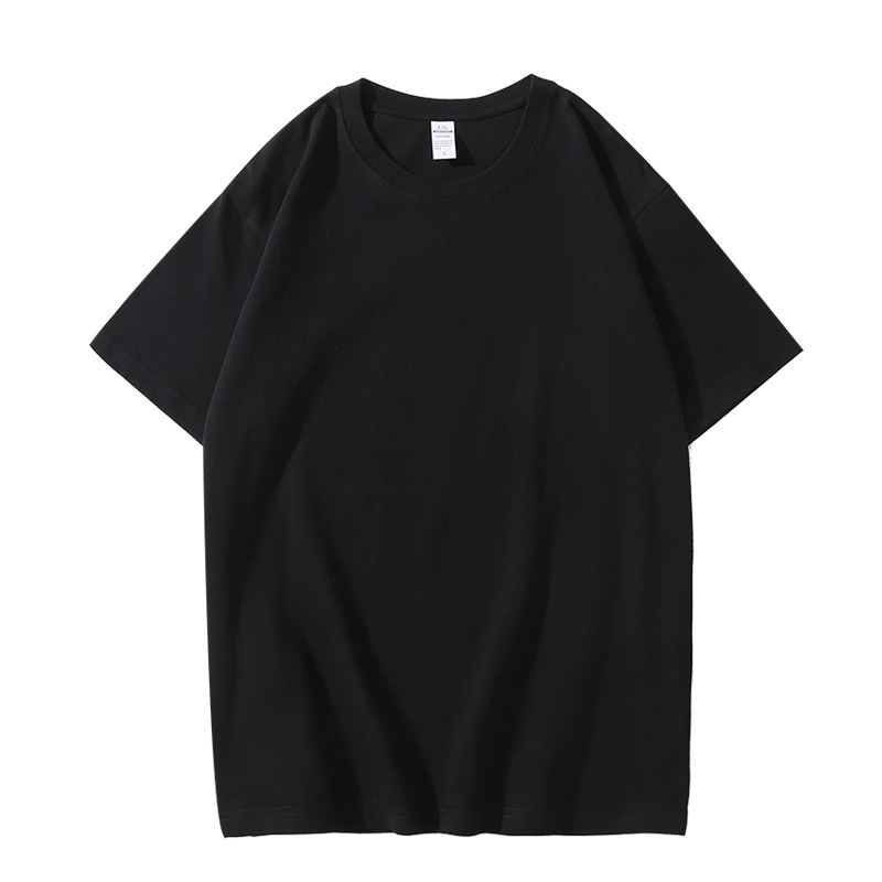 Yssashop Summer 220g Heavyweight Solid Color T-shirt Loose Top Thick Combed Cotton Short Sleeve T-shirt