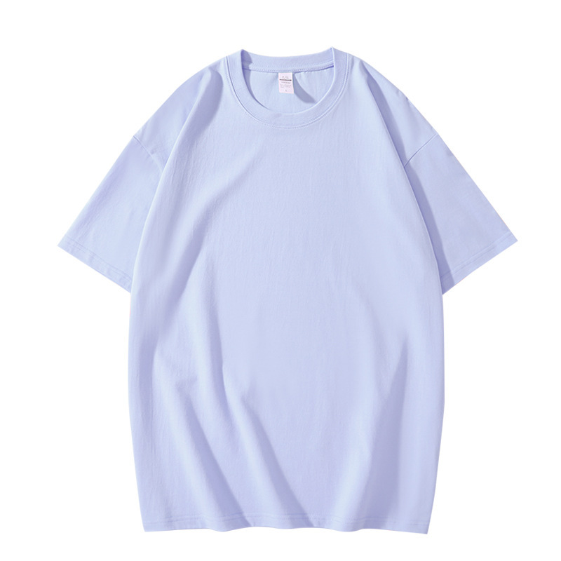 Yssashop Summer 220g Heavyweight Solid Color T-shirt Loose Top Thick Combed Cotton Short Sleeve T-shirt