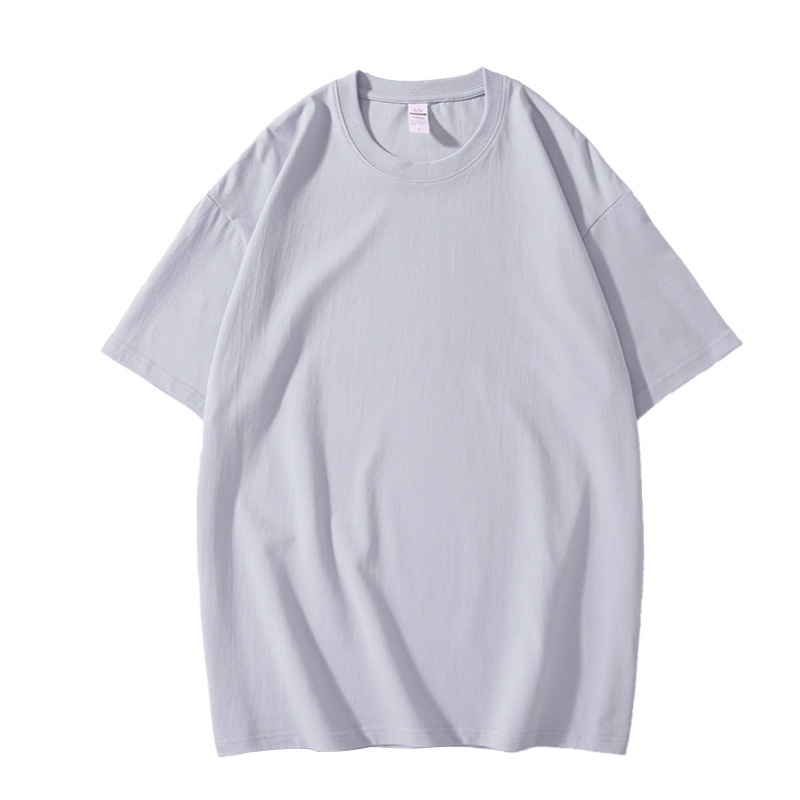 Yssashop Summer 220g Heavyweight Solid Color T-shirt Loose Top Thick Combed Cotton Short Sleeve T-shirt