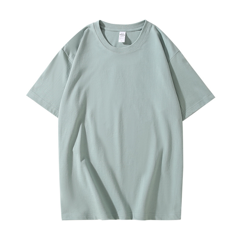 Yssashop Summer 220g Heavyweight Solid Color T-shirt Loose Top Thick Combed Cotton Short Sleeve T-shirt