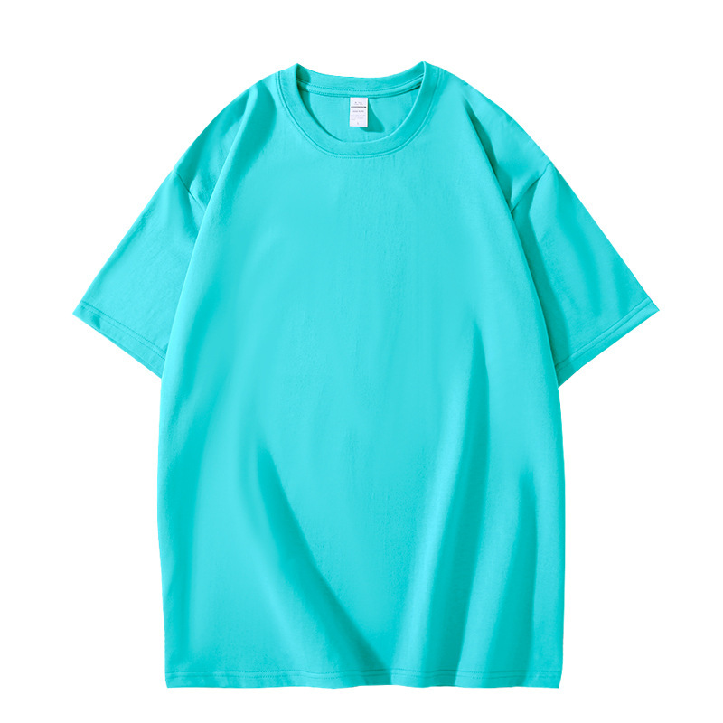 Yssashop Summer 220g Heavyweight Solid Color T-shirt Loose Top Thick Combed Cotton Short Sleeve T-shirt