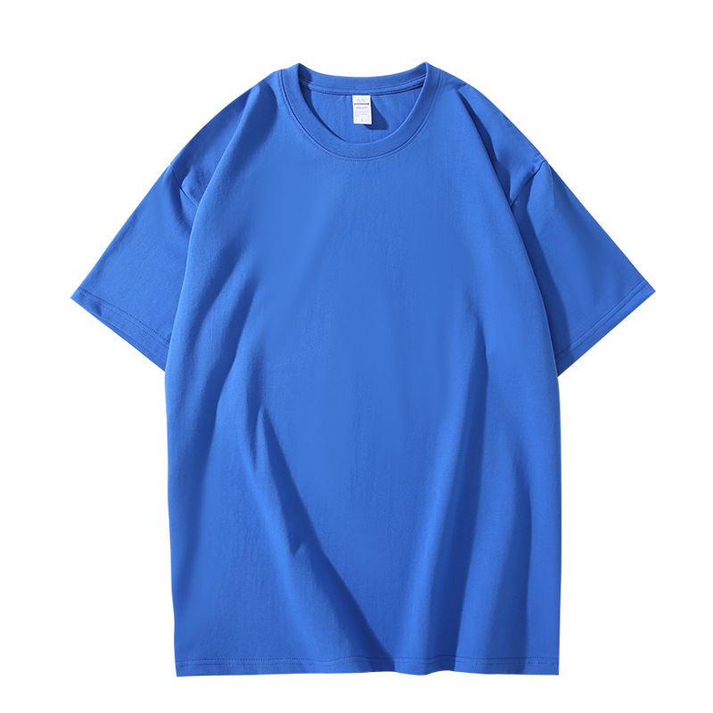 Yssashop Summer 220g Heavyweight Solid Color T-shirt Loose Top Thick Combed Cotton Short Sleeve T-shirt