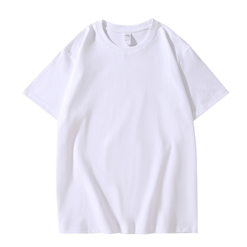 Yssashop Summer 220g Heavyweight Solid Color T-shirt Loose Top Thick Combed Cotton Short Sleeve T-shirt